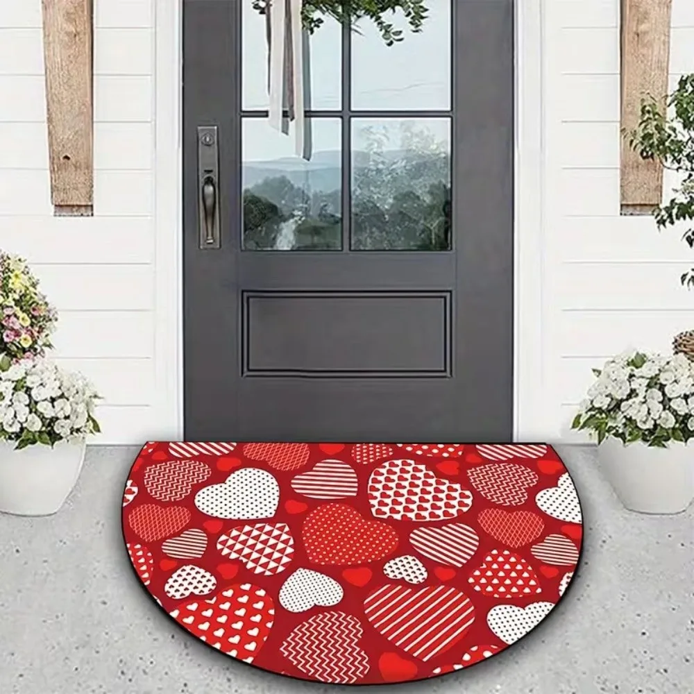 

Weaving Texture Valentine Day Floor Mat Soft Quick Dry Romantic Heart Anti Slip Mat Convenient Red Rose Door Mat Kitchen