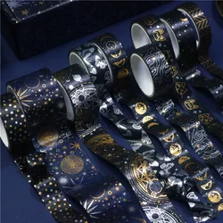 9 pcs/set Dark Universe Gilding Silvery Stars Planet Washi Tape Set Scrapbooking Diy Journal Stationery Deco Art Supplies