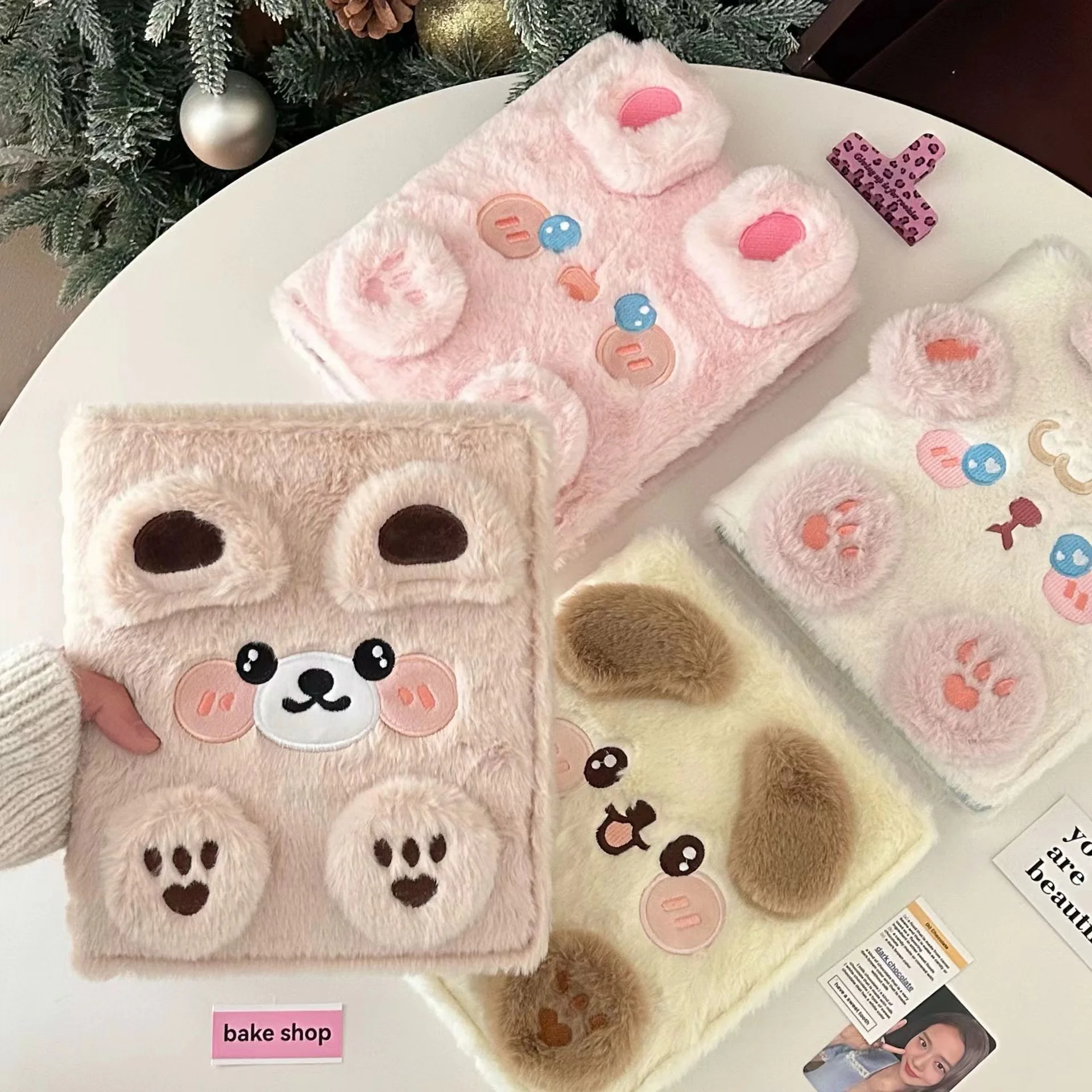 A5 Kawaii plush Bear Binder DIY Photocards Kpop Idol Album Collect Book Journal Cover with 2pcs baffles Notebook Organizer