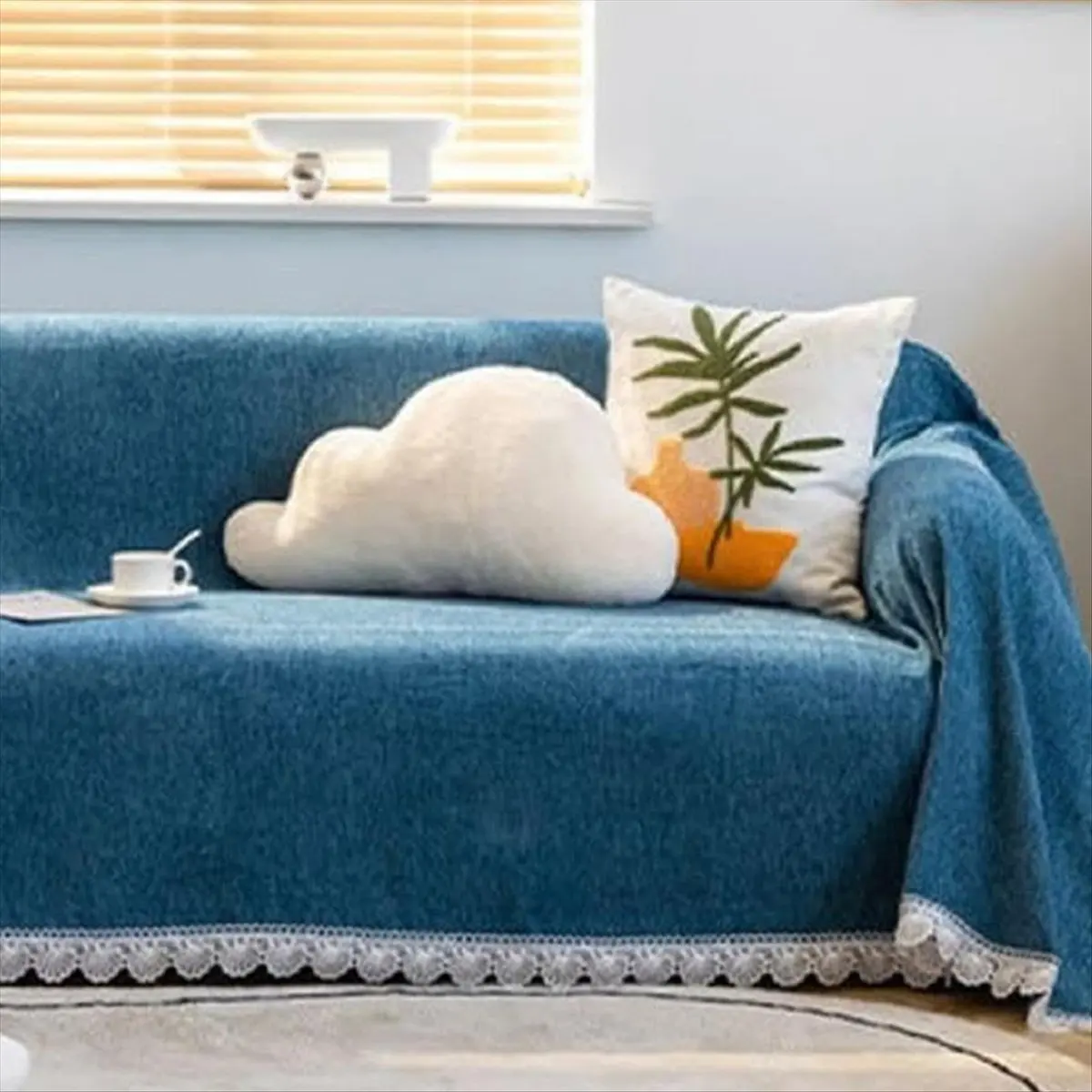 *A91P Sectional Sofa Covers, Thick Chenille Sofa Covers, Modern Simple Fringe Edge Sofa Covers, Sofa Protectors