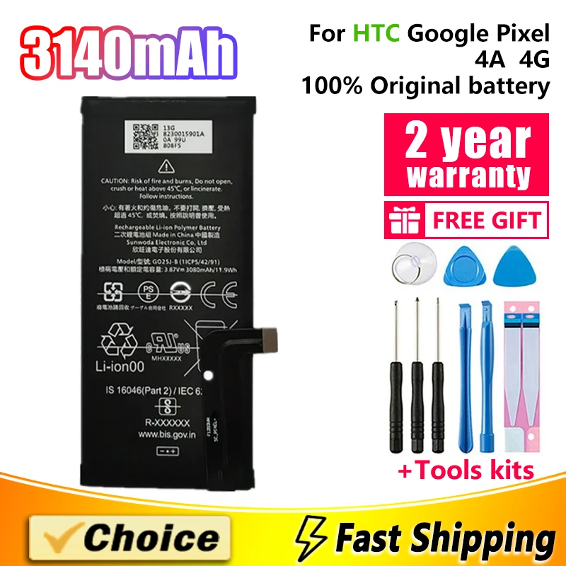 Original Phone Battery G025E-B/J-B For HTC Google Pixel 4XL 4A 4G/5G,Brand New Replacement Phone  Battery+Tool,G020I-B G020J-B