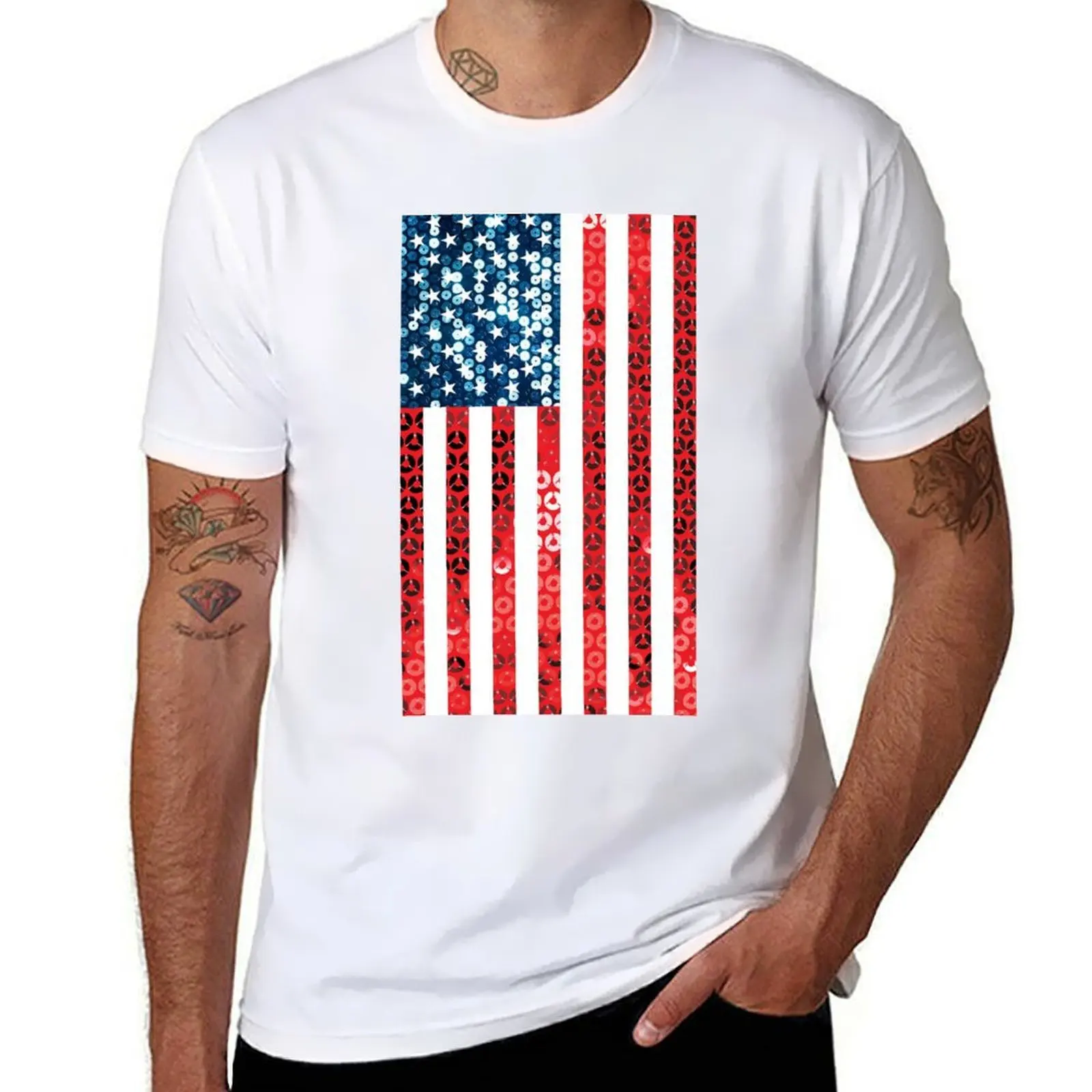 

vertical american flag T-Shirt t shirts designer t shirts for man cotton T-Shirt