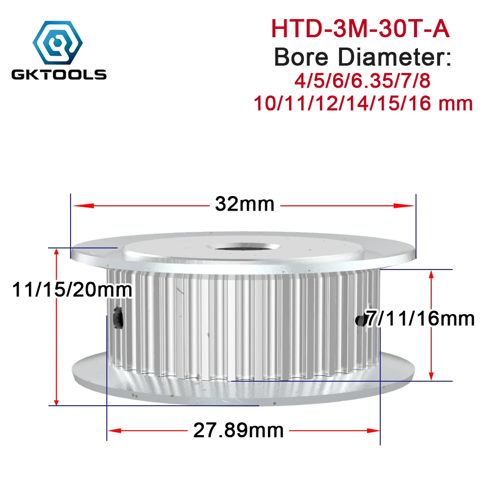 Type AF 3M 28 Teeth 30 Teeth 32 Teeth Pulley Synchronous Wheel for 11mm 16mm Width Timing Belt Transmission Pulleys