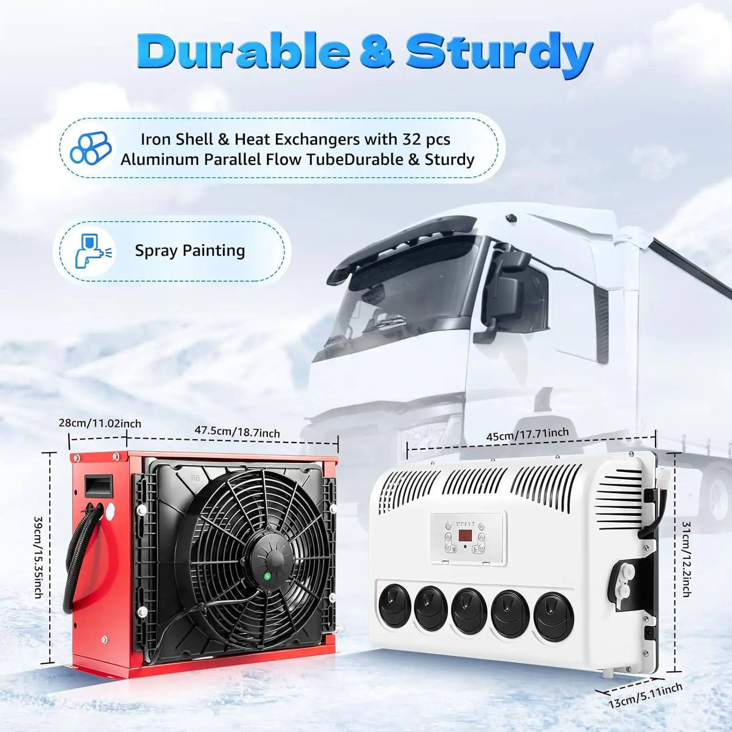 

12V Air Conditioner,11000 BTU Truck Cab Air Conditioner Split AC Unit Electric Mini Split Cooling(Two Packages Shipped)Christmas