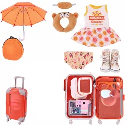 Baby Doll Clothes Shoes Suitcase Accessories Fits 18 Inch American&43Cm Baby Doll Our Generation Toy For Kid DIY Gifts