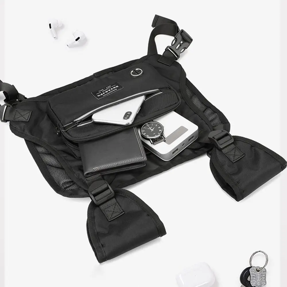 Reflective Running Vest Bag Breathable Streetwear Climbing Backpack Casual Waterproof Front Chest Pack Cycling