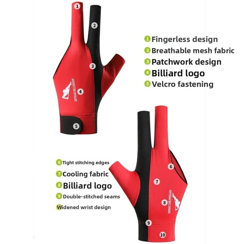 1Pcs Three Fingers Snooker Glove Elastic Breathable Billiard Glove Wear-resistant Anti-slip Training Glove Fitness Accessories