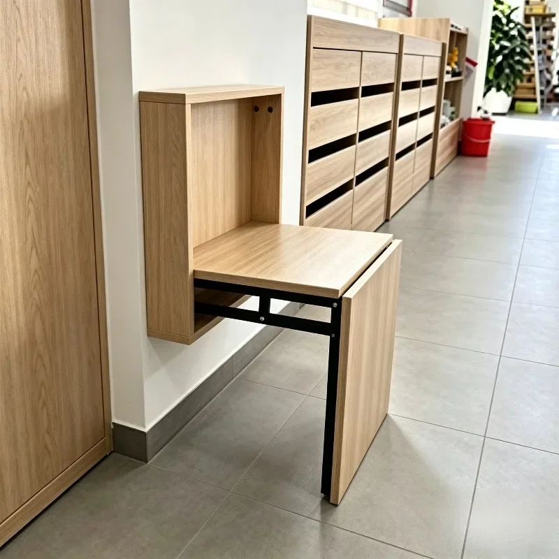 Creative Wooden Stools Folding Bench Shoe Changing Footstool Wall-mounted Stool Entrance Chair Hidden Seat Doorstep Bench Home F