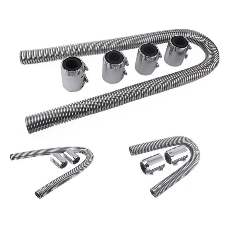 Stainless Steel Coolant Hose Kit 24/36/48 Inch Engine Radiator Pipe Auto Modified Cooling System Replacement Fitting Set
