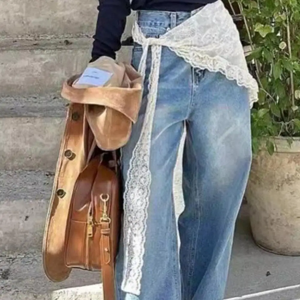 تنورة قصيرة من الدانتيل على شكل زهرة حلوة بنصف ستارة مع وشاح رأس رعوي وغطاء رأس منسوج مكدس للنساء #1