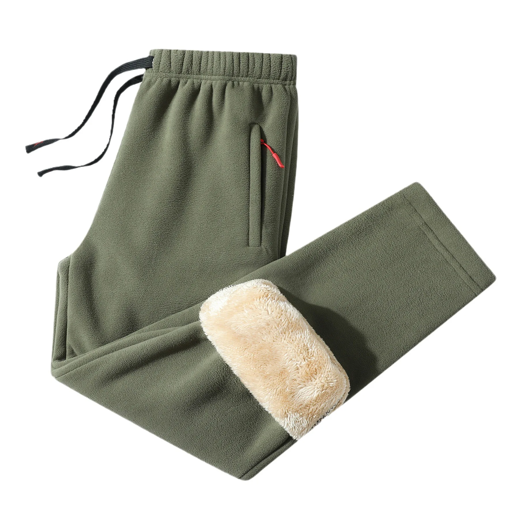 

Men's Winter Thickened Warmth Locking Lamb Velvet Cotton Pants Loose Fit Sporty Casual Long Trousers Windproof Waterproof