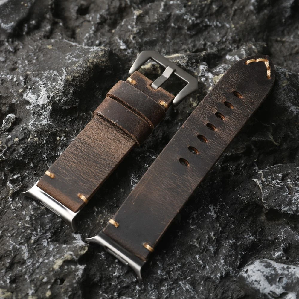 High Quality Handmade Layer Italian Leather Strap Suitable For Samsung Galaxy Watch 6 7 44MM 47MM Ultra High-End Leather