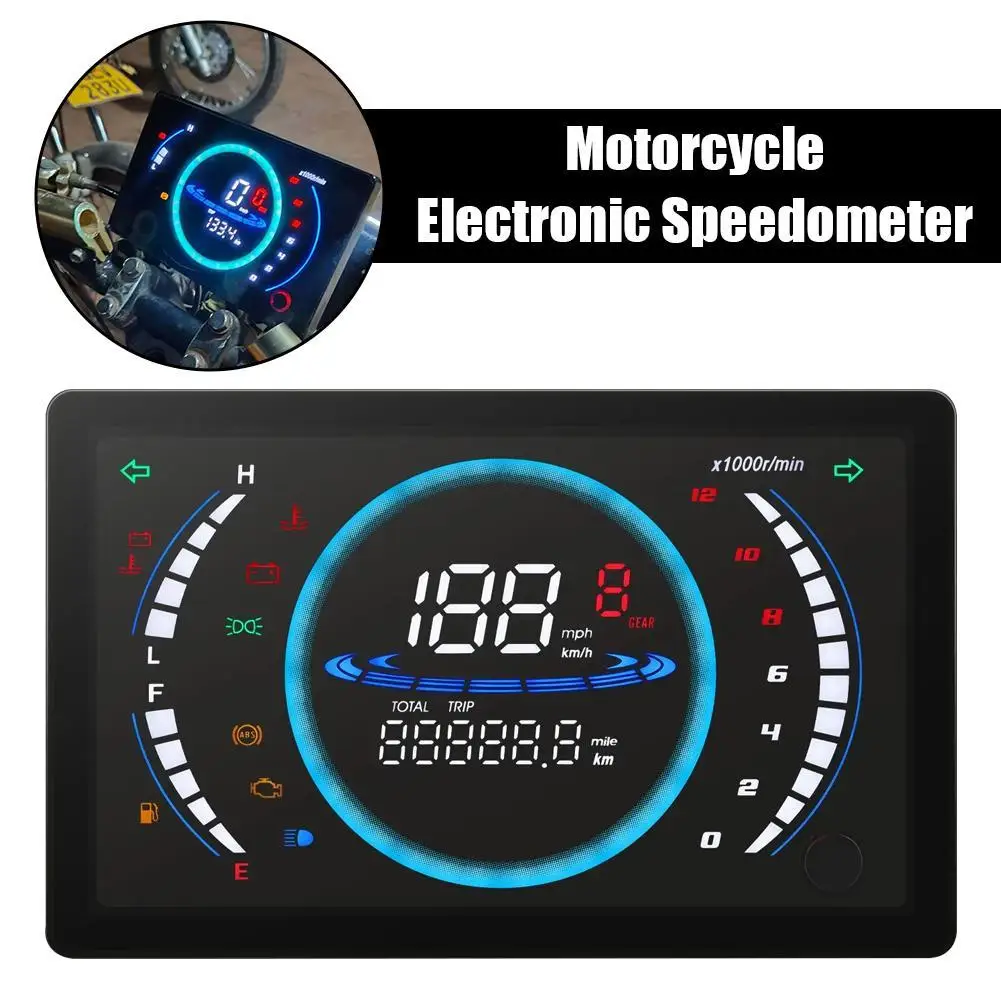 

Мотоциклетный спидометр, универсальный светодиодный цифровой датчик оборотов на приборной панели, регулируемый 7-дюймовый ЖК-цифровой спидометр с температурным механизмом