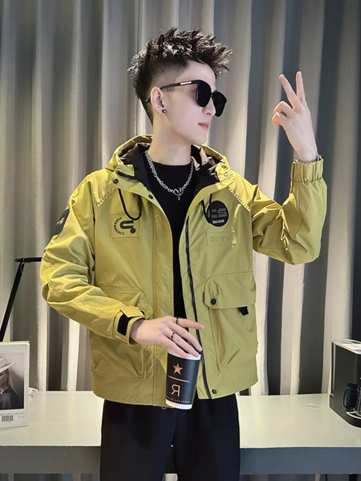 

Мужская рабочая одежда Jaet: модная куртка премиум-класса с капюшоном, новинка 2025 года, весенне-осенняя повседневная верхняя одежда Faion Haome