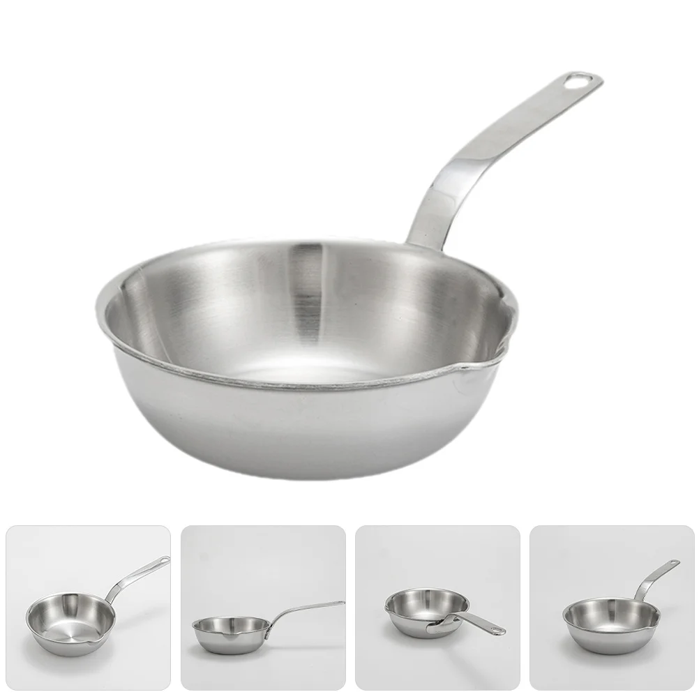 

1pc Small Milk Pot Stainless Steel Sauce Pan Dual Pouring Spout For Boiling Soup Porridge Noodles Melting Chocolate Butter