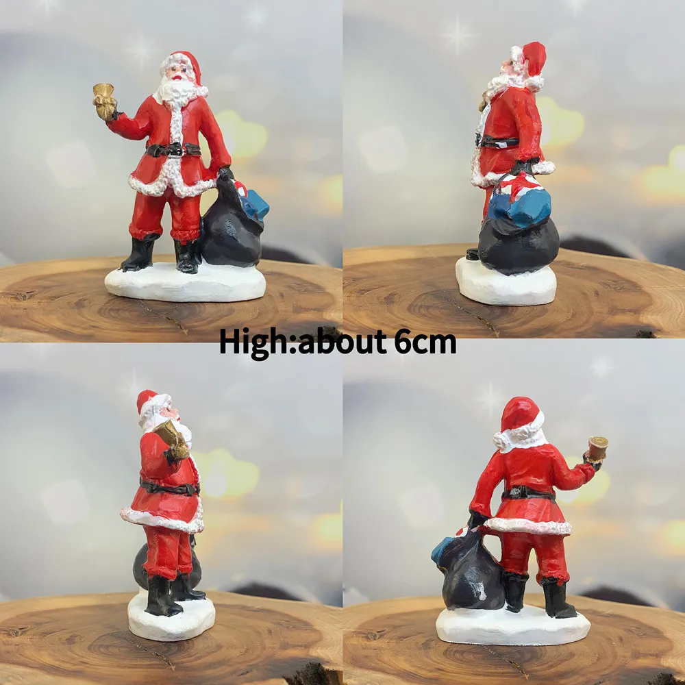 Mini Resin Santa Claus Figurines, Christmas Village Scene Decor, Xmas Holiday Souvenir Gift & Tree Ornament