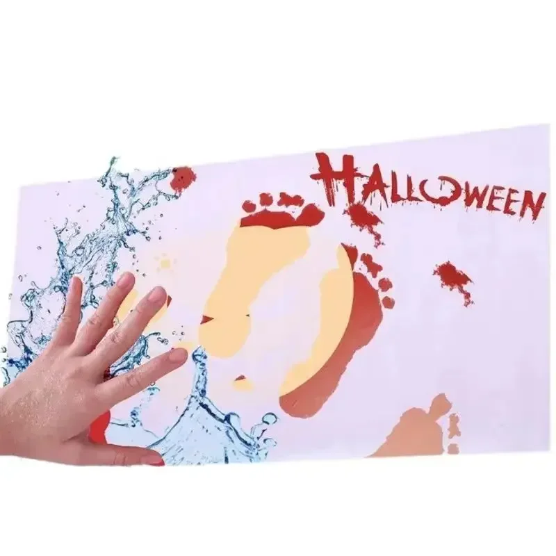 Bloody Color-Changing Halloween Bathroom Mat Waterproof Discoloration Mat Bathroom Absorbent Discoloration Terror Foot Mat