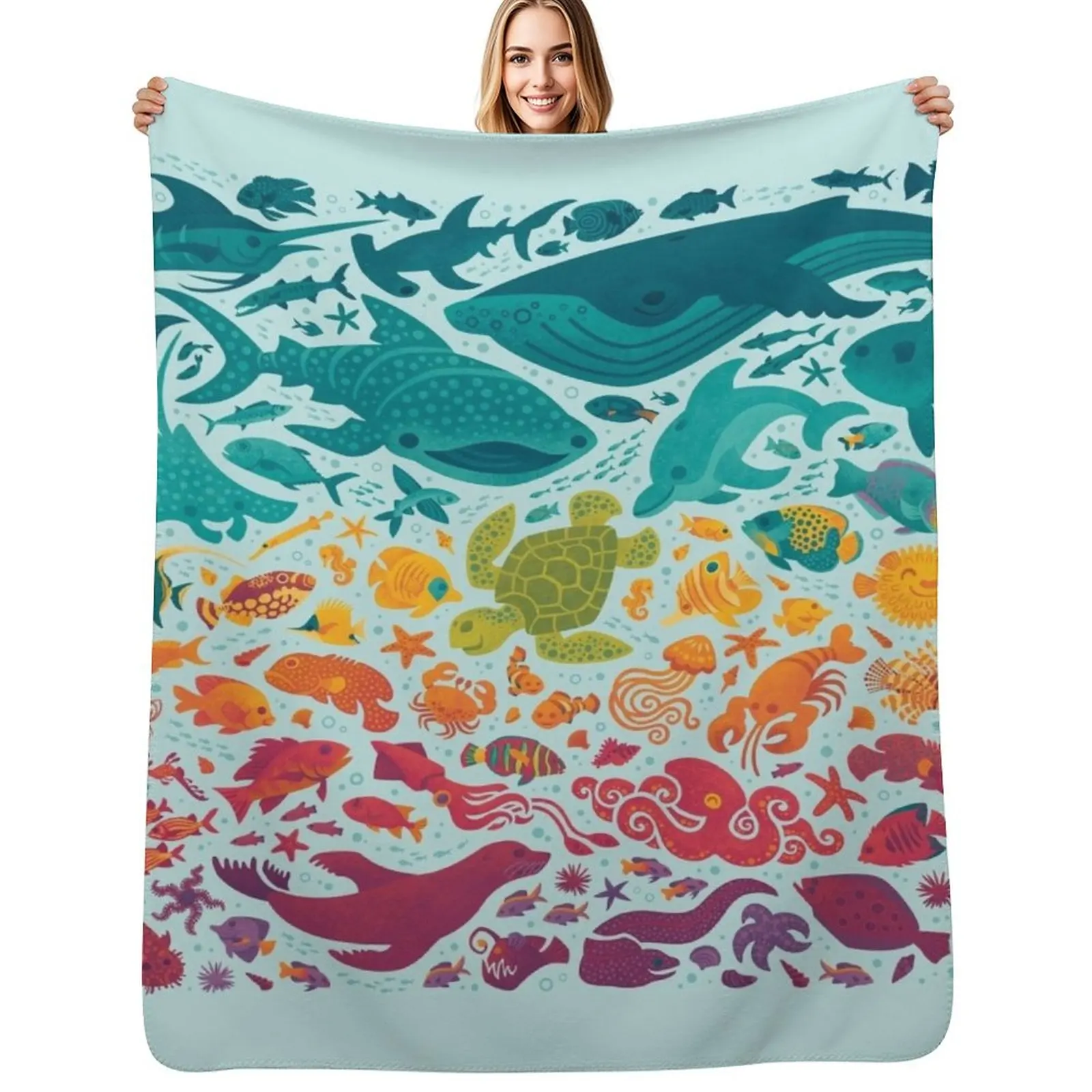 Aquatic Spectrum 2 : light blue Throw Blanket Hairy christmas gifts Soft blankets ands Stuffeds Blankets