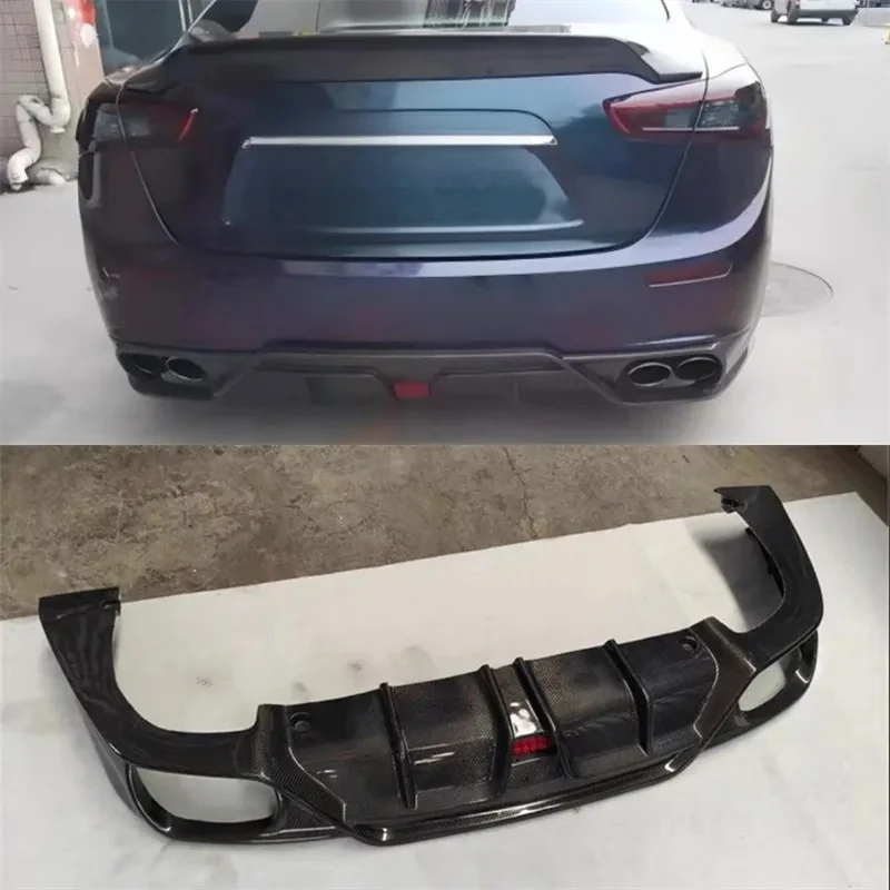 High Quality Real Carbon Fiber Rear Bumper Lip Spoiler Kit For Ghibli 2013-2017