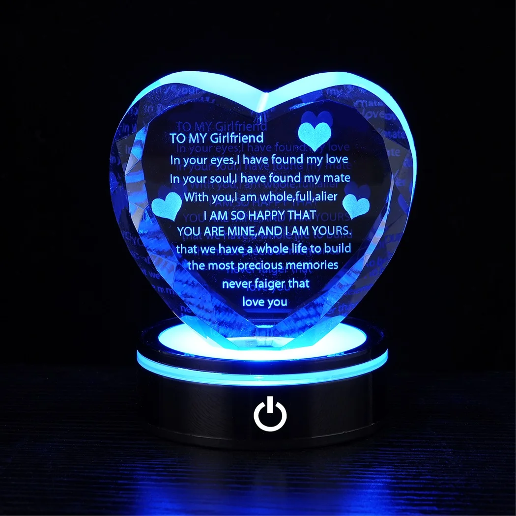 3D Crystal Gifts For Girlfriend Romantic Love Heart Keepsake For Valentine Day Birthday Present Gift For Girlfriend Confession