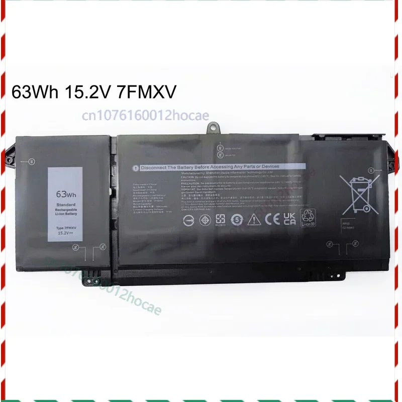 

New 63Wh 15.2V Battery 7FMXV for Dell Latitude 7420 2-in-1 P136G001 451-BCUW Fast ship