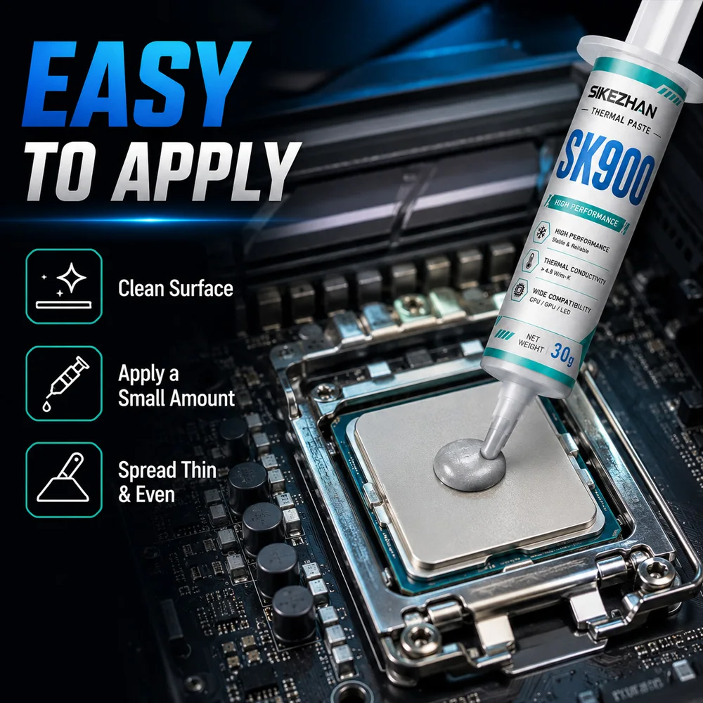 SK900 Thermal Paste 30g High Performance Silicone Grease Cooling Compound for CPU GPU LED Heatsink Processor Chip Cooler