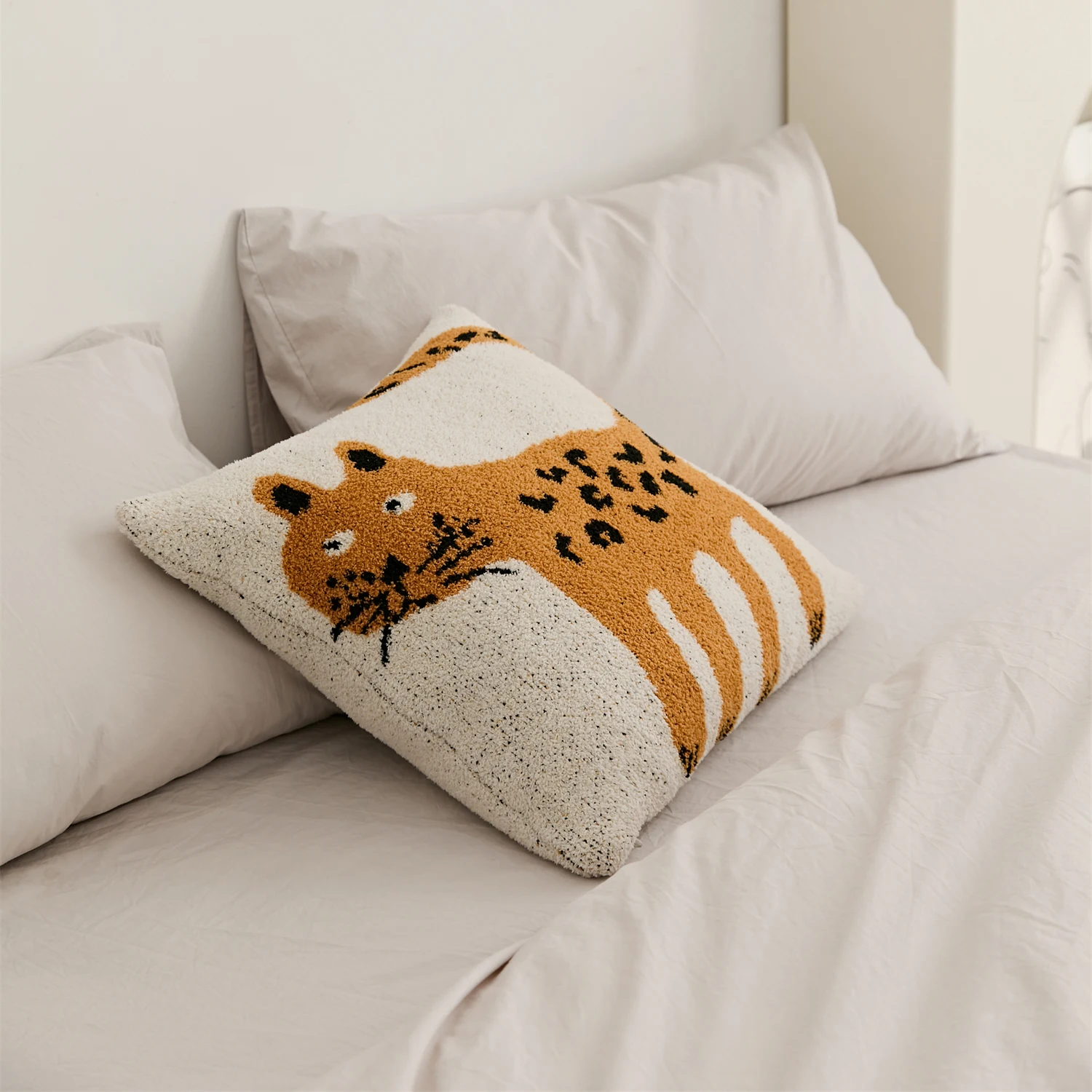 REGINA – housse de coussin tricotée avec chat Spot mignon, taie d\'oreiller en microfibre, dessin animé Kawaii, décoration de la maison, canapé, lit,