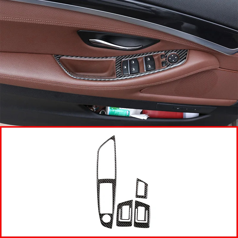 

For BMW 5 Series F10 2010-2016 Car Interior Carbon Fiber Window Lift Button Frame Trim Accessories Left Hand Drive