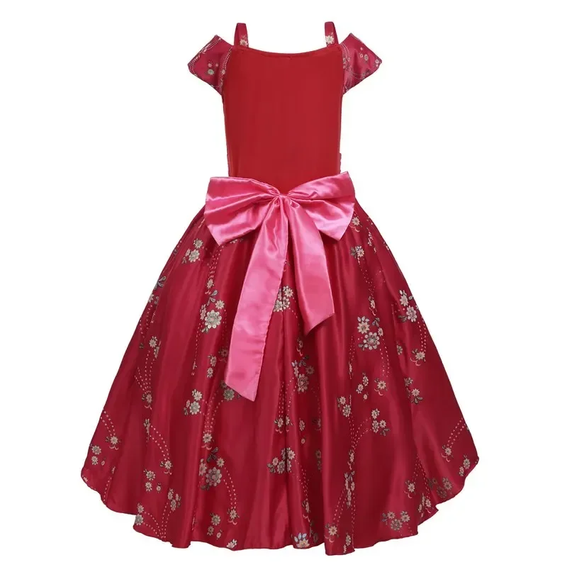 Girl Classic Princess Elena Red Cosplay Costume Kids of Avalor Elena Dress Children Sleeveless Party Halloween Ball Gown Outfi R