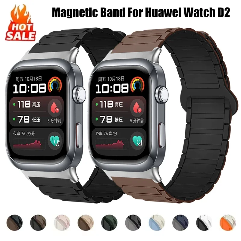 Miękki silikonowy pasek magnetyczny do zegarka Huawei D2 bransoletka do smartwatcha opaska z pętlą do zegarka Huawei D2 opaska na nadgarstek Correa akcesoria