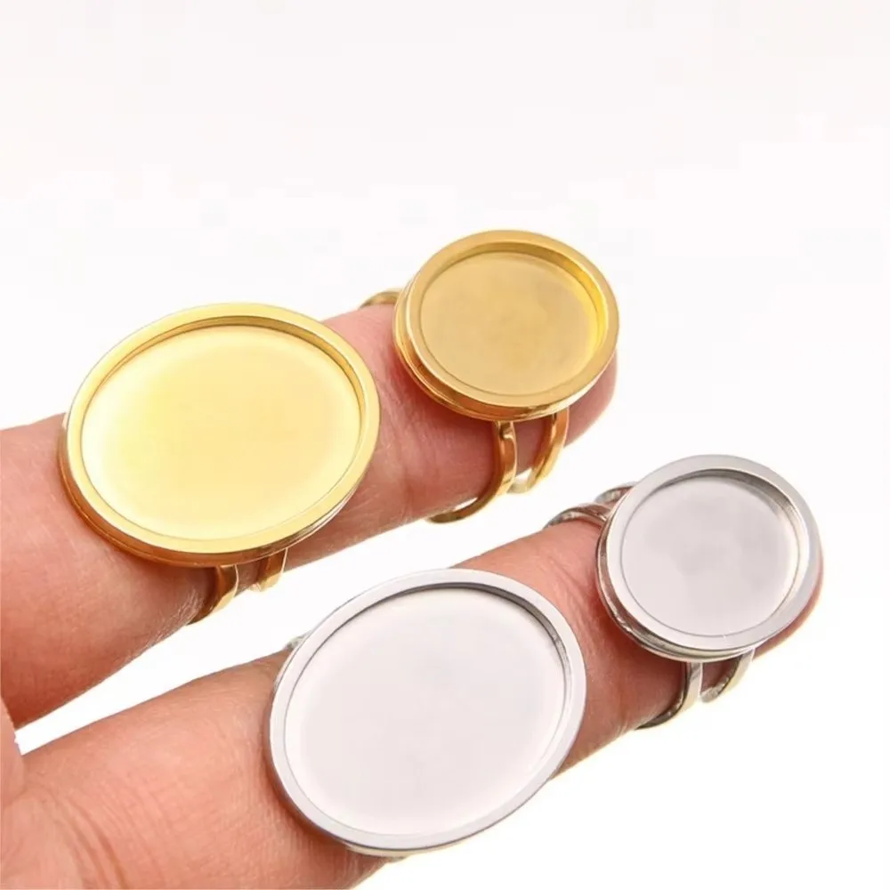 

18-25mm Stainless Steel Ring Settings Stainless Steel Blank Settings Cabochon Ring Blanks Open Rings Epoxy Craft Bases