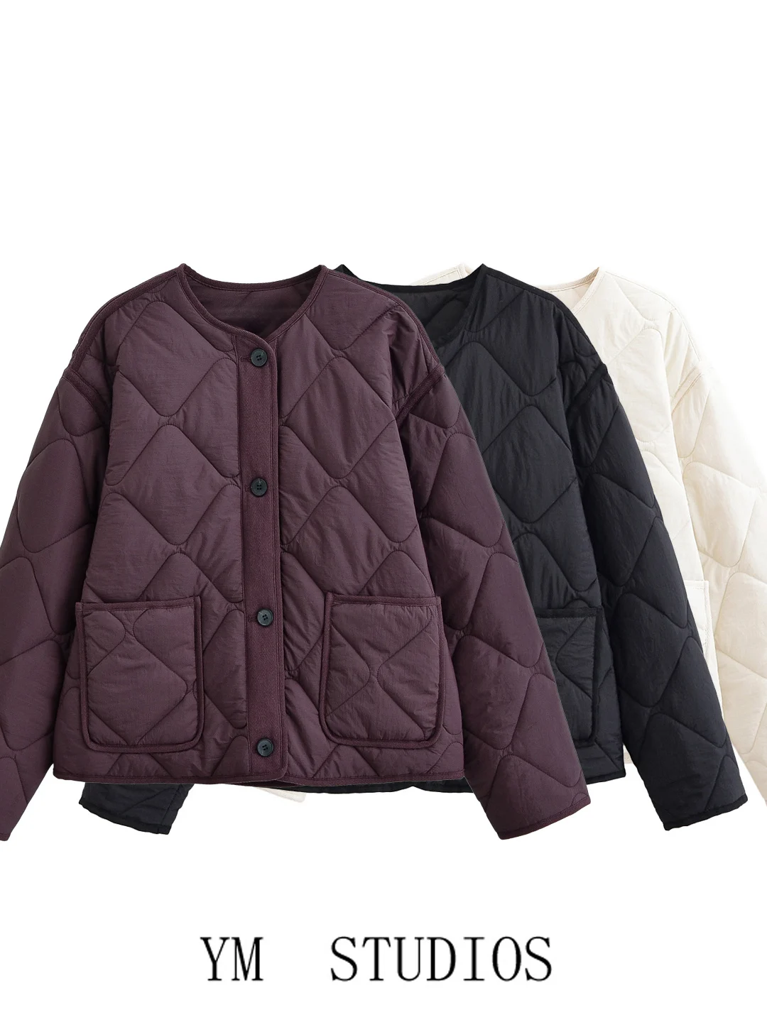 

Женская легкая хлопковая стеганая куртка свободного покроя осень-зима на одной пуговице с ромбовидным узором повседневная верхняя одежда