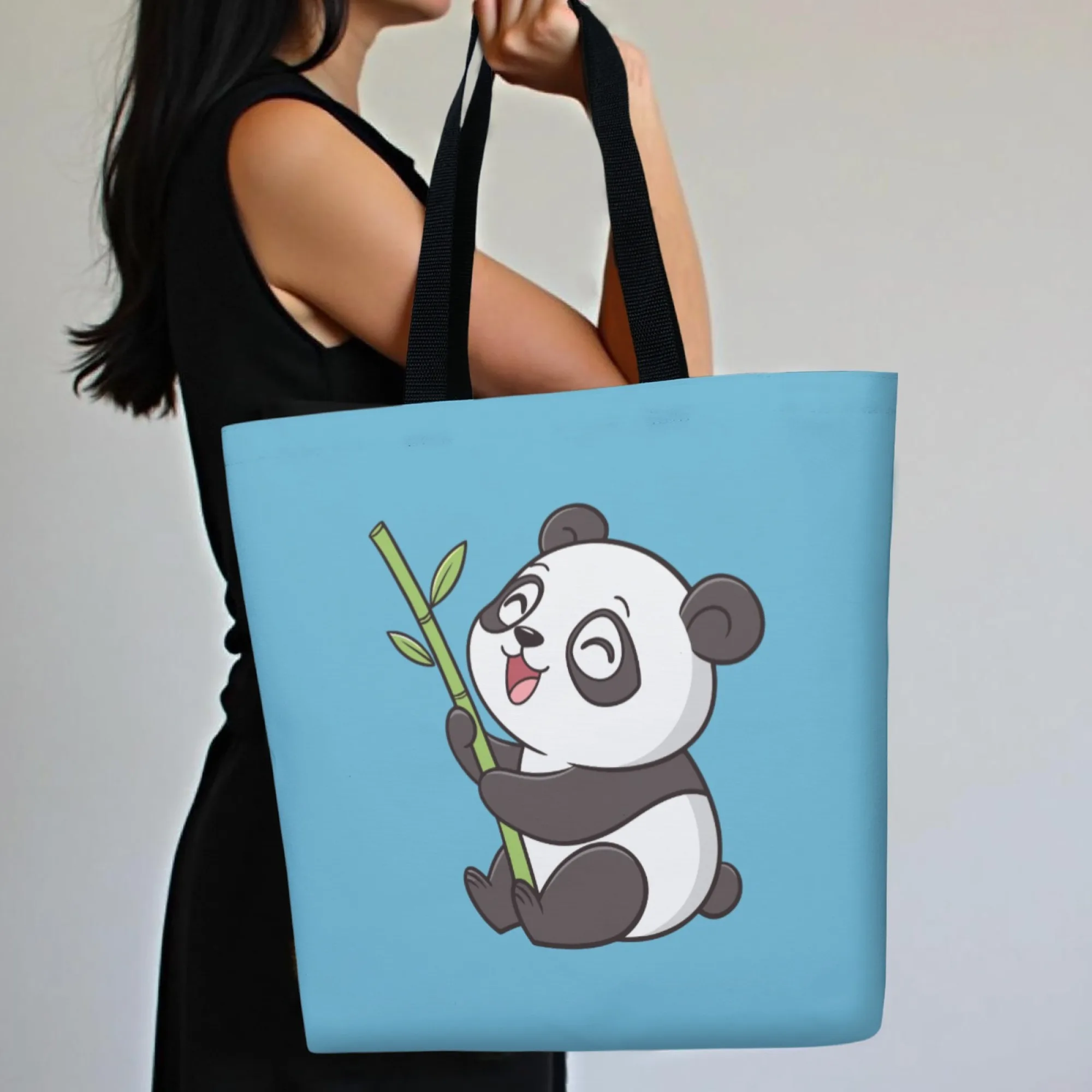 

Корейская холщовая большая сумка Kawaii Animal Trend с принтом синей панды, модная многоразовая сумка для милых повседневных поездок и сладких уличных видов