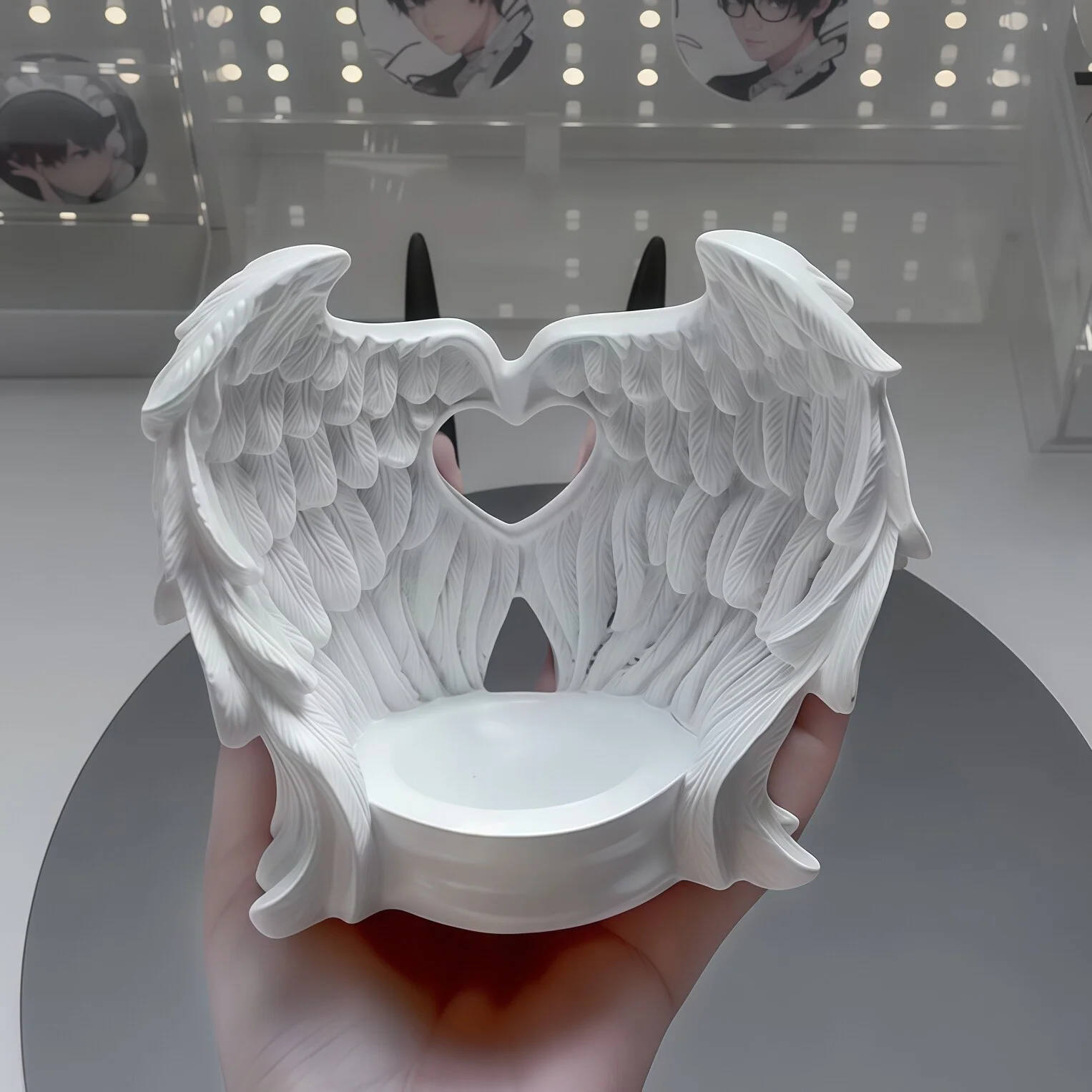 Angel Wings Candle Holder Resin Tealight, Candlestick Crystal Ball Base Church Wedding, Christmas Home Table Decor Ornament Gift