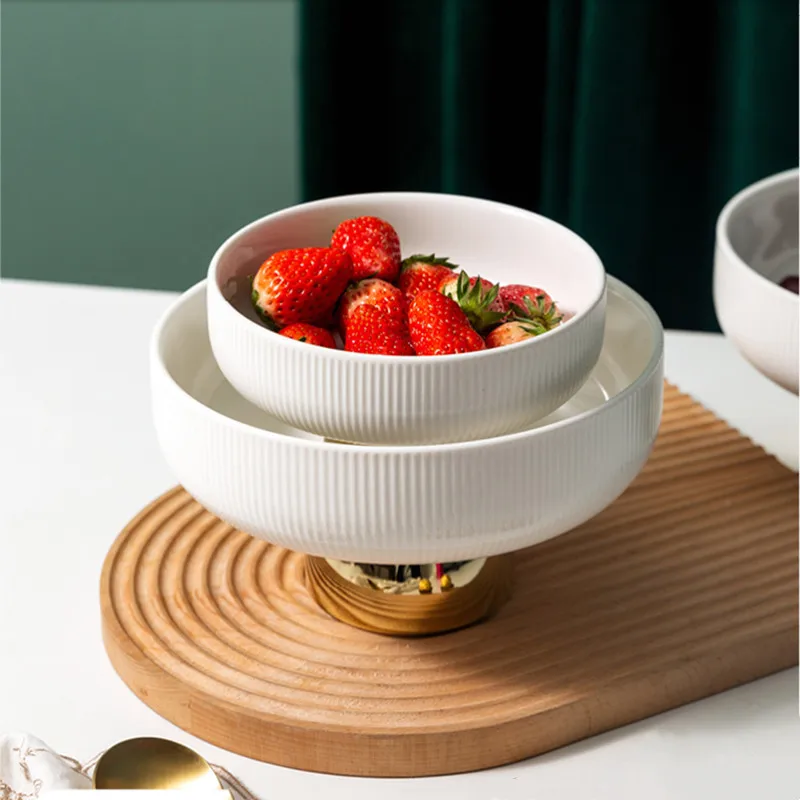 Creative Tall Ceramic Bowl Modern Fruit Tray Living Room Household Candy Tray Tall Ceramic Snack Bowl Desktop Storage Tray