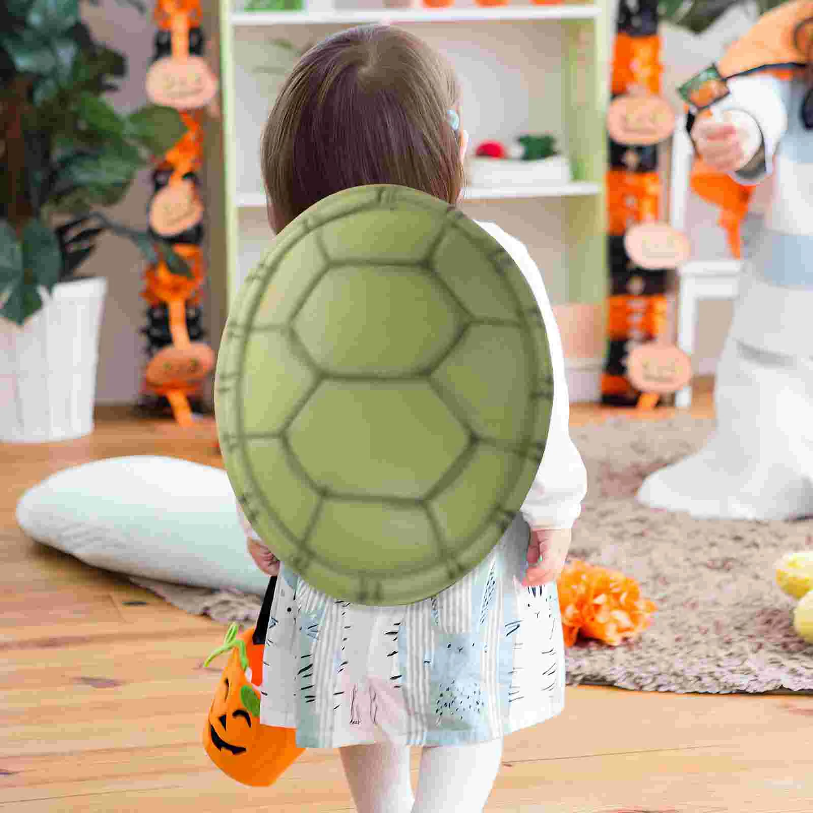 

4 Pcs Turtle Shell Costume Kids Halloween Dress up Apparel Carnival Dark Green Eva Child