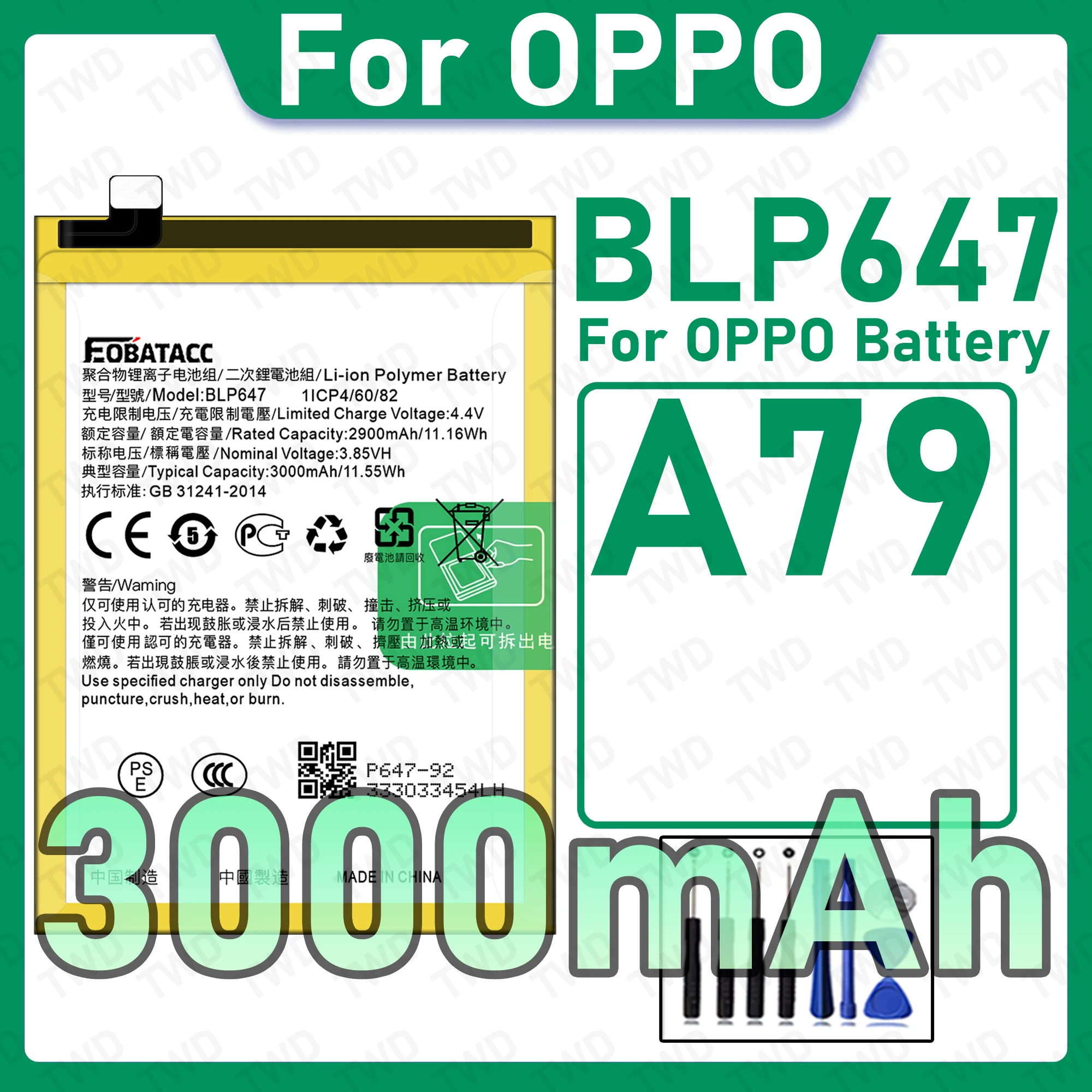 New High Quality Safe Durable BLP647 Battery For OPPO A79 Replacement Long Lasting+Free Tools