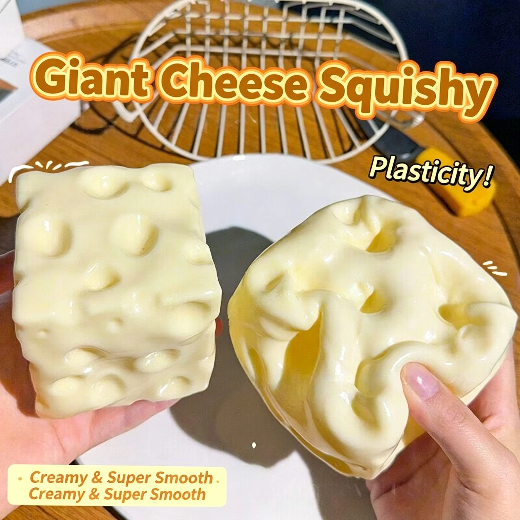 Realistic Cheese Squishy Fidget Toy High Resilient Moldable Silicone Food Shaped Squeeze Toy Cute Ornament Stress Relief Present