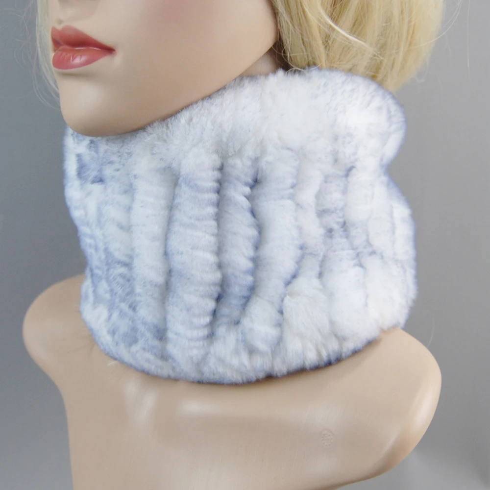 2024 Winter Women Real Fur Ring Scarf Knit Lady Genuine Rex Rabbit Fur Headbands Girls Elastic Warm Soft Rex Rabbit Fur Scarves