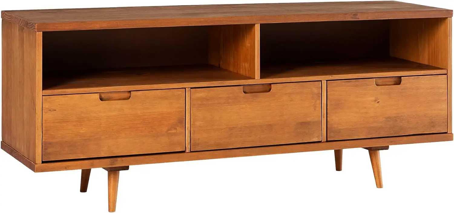 

3-Drawer Mid Century Modern Wood TV Stand for TV's up to 65" Flat Screen Cabinet