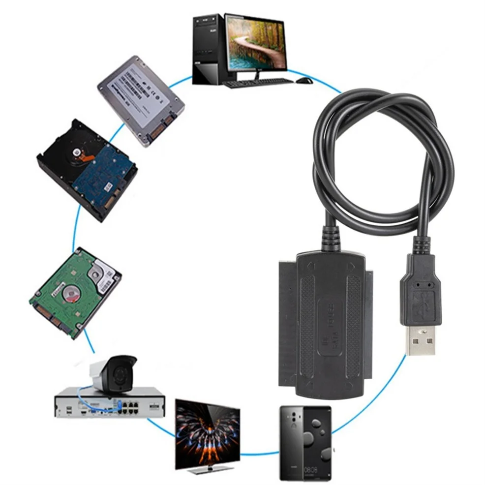 LccKaa 3 en 1 SATA a USB IDE adaptador USB 2,0 IDE SATA 5,25 S-ATA 2,5 3,5 pulgadas disco duro HDD Cable adaptador para PC portátil