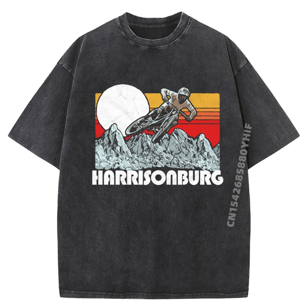 

Family Mens Tops & Tees Harrisonburg Virginia Mountain Biking Vintage T-shirt Man High Quality Washed Shirt Summer Tops