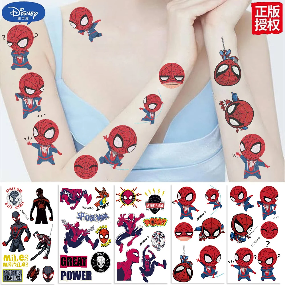 

10PCS Disney Cool Anime Spiderman Tattoo Stickers Superhero Cartoon Waterproof Temporary Tattoo Decals Kids Birthday Party Gifts