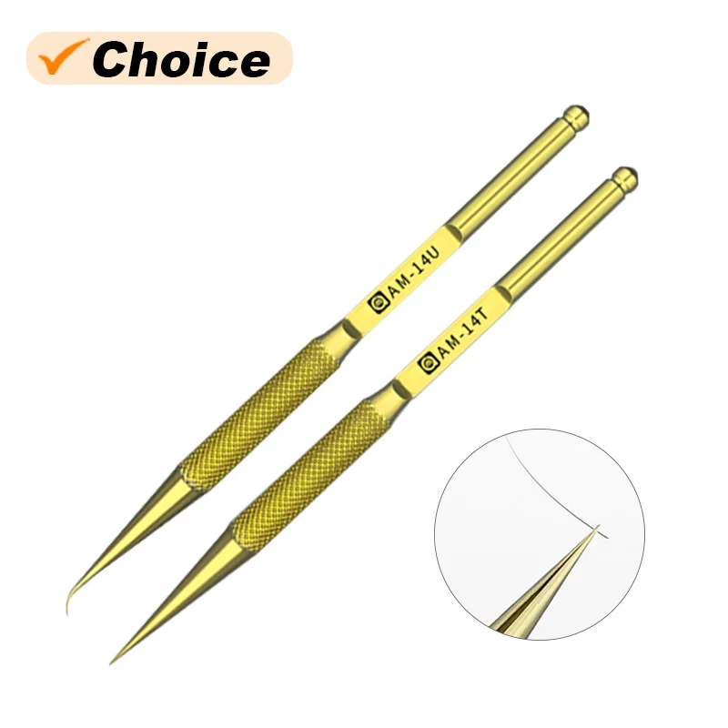 AMAOE 0.1mm 14T/14U Titanium Alloy Tweezers Mobile Phone Maintenance Clamping Tool Non-Magnetic Precision Fingerprint Tweezers