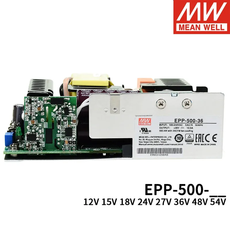 Mean Well EPP Series 100-500W AC TO DC 12V 15V 18V 24V 27V 36V 48V 54V PFC Bare Board Switching Power Supply