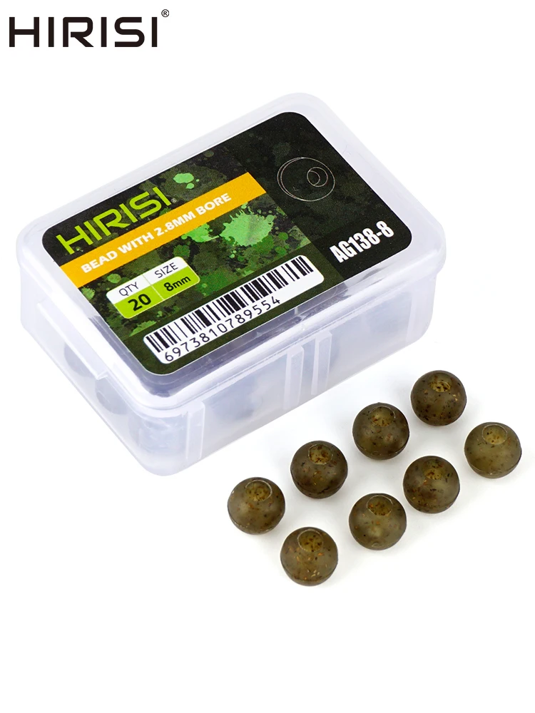 Hirisi 20 pièces pêche à la carpe perles de choc en caoutchouc vert souple plate-forme perles Terminal de pêche matériel AG138 accessoires de pêche