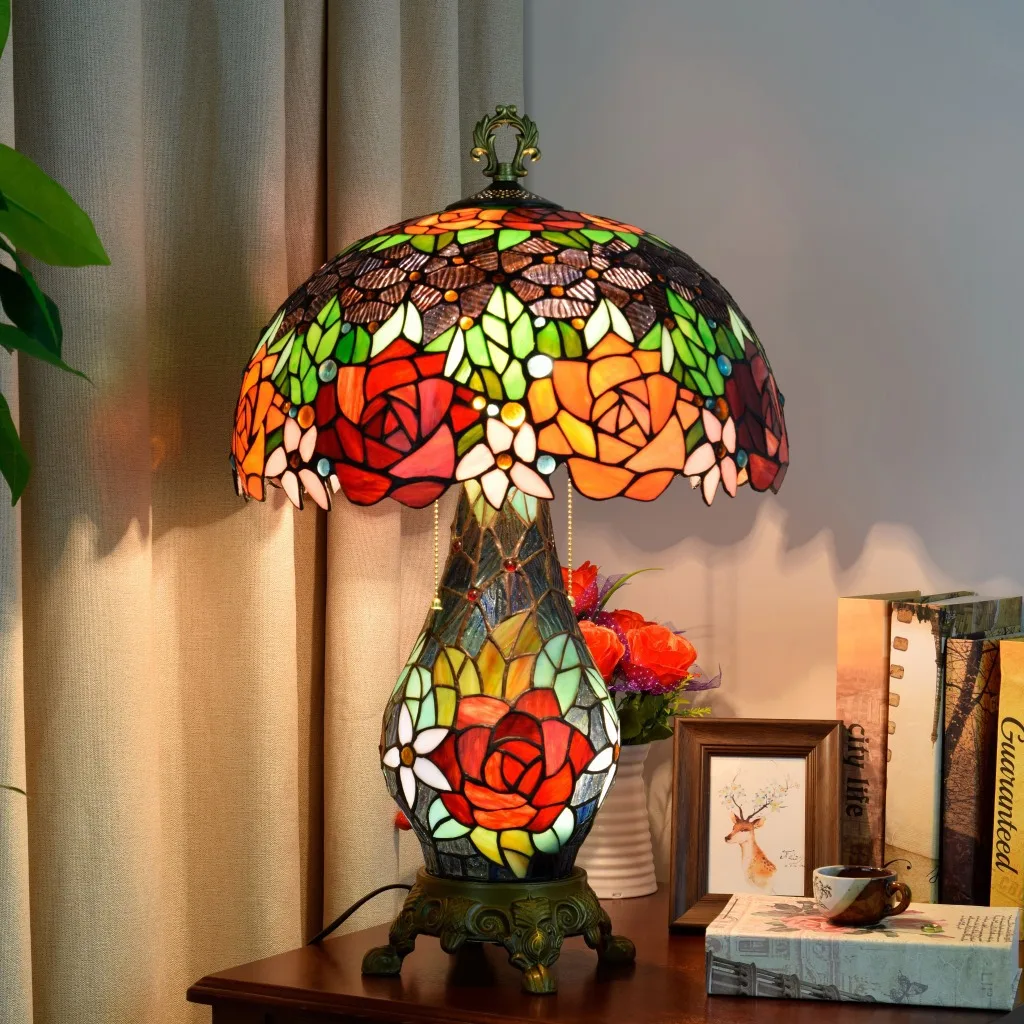 

Vintage Rose Mother Desk Lamp Glazed Living Room Bedroom Hotel Bar Lamp