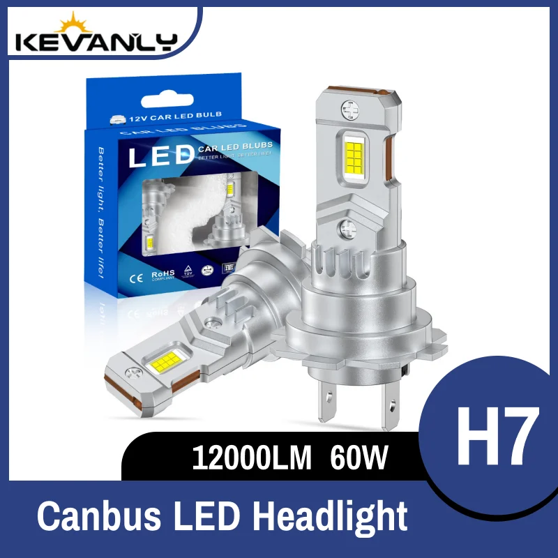 

2Pcs H7 LED Canbus No Error Headlight Bulbs Mini 60W 12000LM 6000K CSP Chip for Car Headlamp Automobile LED Lamps 12V PLUG PLAY