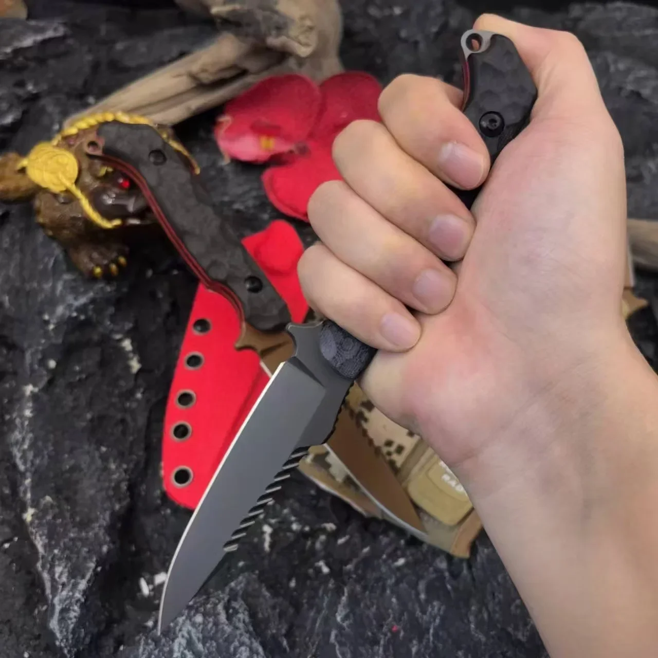 

Outdoor Knife,440C stainless steel Outdoor Neck Knife,Survival Knives Camping Hunting Tool ,Flax/G10 Handle ,Kydex Dropshipping