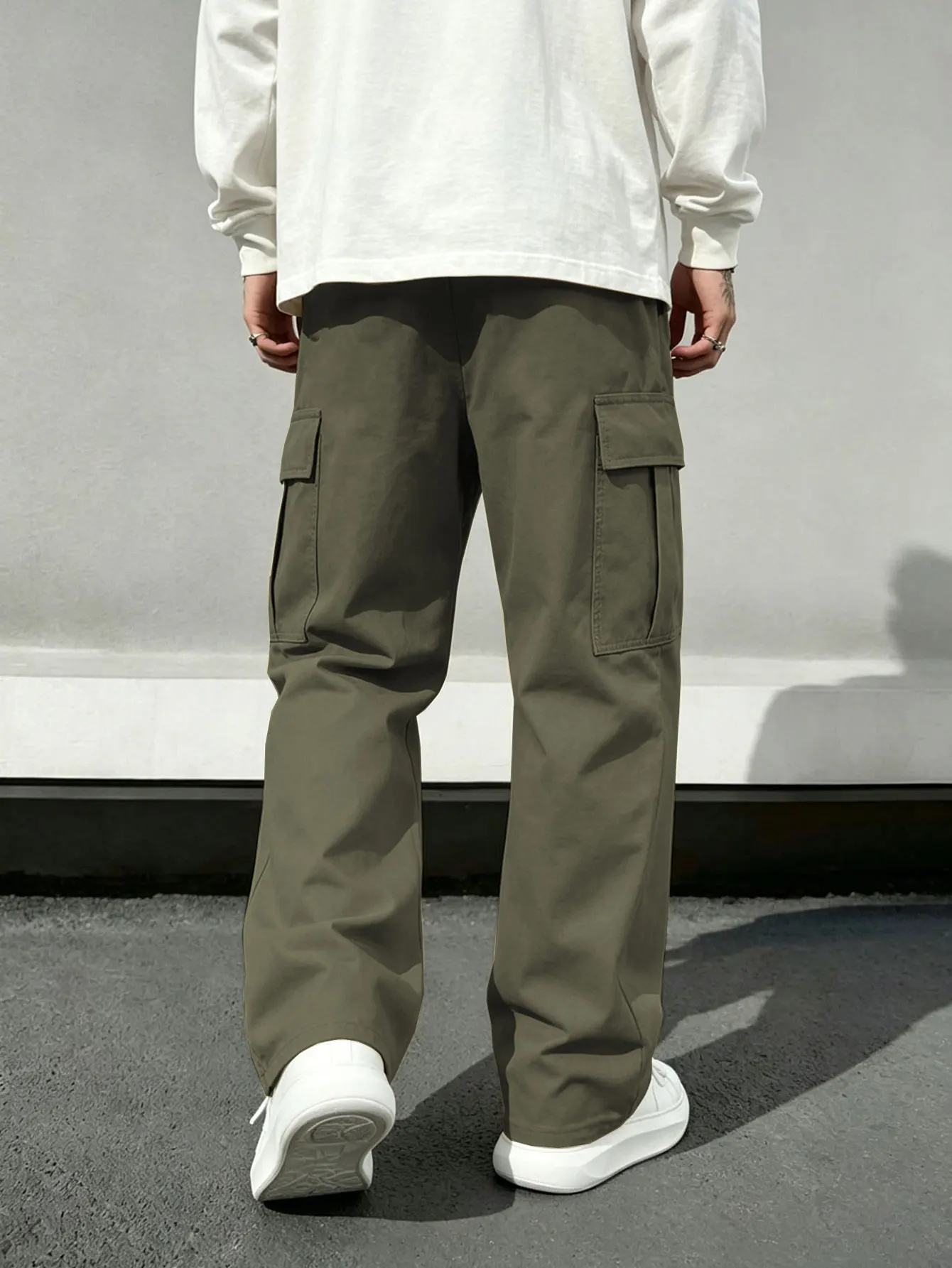 Herren Casual Gerade Geschnittene Arbeitshose Modisch Bequem Gewebter Stoff Frühling Herbst Alltagskleidung – Detail 22
